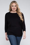 Plus Luxe Rayon Boat Neck 3/4 Sleeve Top