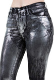 Metallic Bell Bottom Jean in Black- Inseam 30