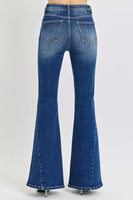 RISEN Distressed Button-Fly Flare Jeans