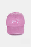 Zenana Bow Embroidered Washed Cotton Caps