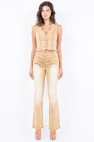 American Bazi V-Cut Ruched Flare Pants