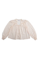 Swiss dot chiffon blouse with ruffled neck