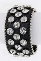 Crystal Stud Genuine Leather Cuff