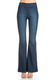 zipper back faded denim flare  jeans pants