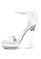 Kiri Satin Clear High Heeled Bow Sandals