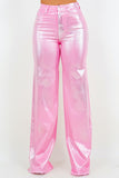 Metallic Wide Leg jean in Pink - Inseam 32