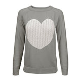 Love Heart Jacquard Round Neck Pullover Sweater