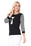 Cat Jacquard Cotton Sweater Top