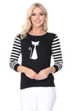 Cat Jacquard Cotton Sweater Top