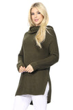 Turtleneck Oversized Waffle Knit Tunic Sweater