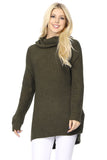 Turtleneck Oversized Waffle Knit Tunic Sweater