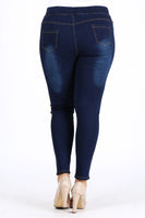 Plus Size High Waist Ripped Denim Jeggings Pants