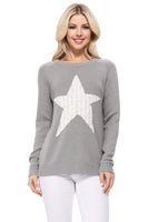 Cute Star Jacquard Round Neck Pullover Sweater