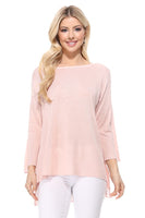 Semi See-through Boat neck Hi-Low Knit Top