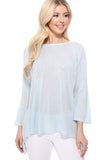 Semi See-through Boat neck Hi-Low Knit Top