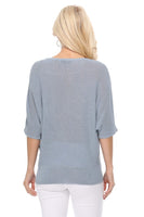 Half Dolman Sleeve Sheer Cool Knit Sweater Top