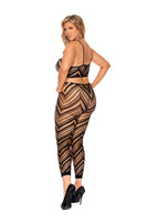 Elegant Moments Zig Zag Crochet Net Cami Top And Matching Leggings