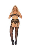 Elegant Moments Vertical Striped Crochet Suspender Pantyhose