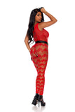 Elegant Moments Crochet Footless Bodystocking With Open Crotch