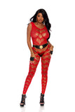 Elegant Moments Crochet Footless Bodystocking With Open Crotch