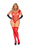 Elegant Moments Chevron Striped Crochet Deep V Teddy And Matching Stockings