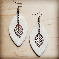 Oval Earrings in Blond Hair w/ Copper Feather