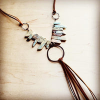 Aqua Terra Necklace w/ Copper Hoop and Fringe