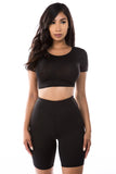 2PC SET CROP TOP WITH BICYCLE PANT