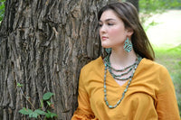 Leather Teardrop Earring in Cowboy Turquoise