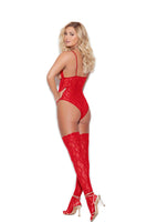 Elegant Moments Cupless Lace Teddy And Matching Thigh Highs With Lace Top