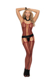 Elegant Moments Vertical Striped Fishnet Suspender Bodystocking