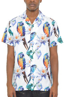 MENS TUCAN PARROT PRINT RESORT BUTTON DOWN SHIRT