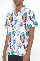 MENS TUCAN PARROT PRINT RESORT BUTTON DOWN SHIRT