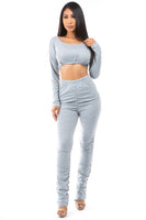 CROP TOP TWO PIECE PANT SET