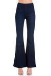 zipper back faded denim flare  jeans pants