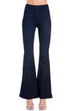 zipper back faded denim flare  jeans pants