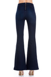 zipper back faded denim flare  jeans pants