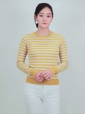 Striped Long Sleeve Pullover Stretch Sweater