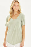 Knit Solid Jersey Basic V-Neck T-Shirt