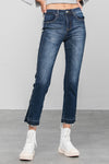 Frayed Hem Cropped Straight Jeans