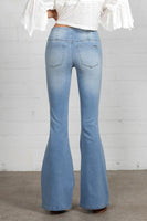 Mid Rise Banded Wide Flare Jeans