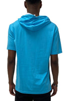 SOLID COLOR BLOCK SHORT SLEEVE HOODIE