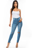 DENIM JEANS WITH COLOR MULT STRIP