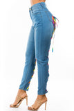 DENIM JEANS WITH COLOR MULT STRIP