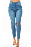 DENIM JEANS WITH COLOR MULT STRIP