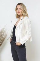 Faux Leather Moto Fringe Jacket