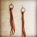 Deer Skin Leather Tassel Earring-Saddle Tan