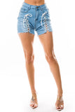 DENIM SHORT WITH MULT STRIP