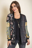 Mix Fabric Open Cardigan