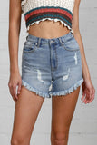 PREMIUM HIGH WAIST UNEVEN OPENING SHAPE SHORTS